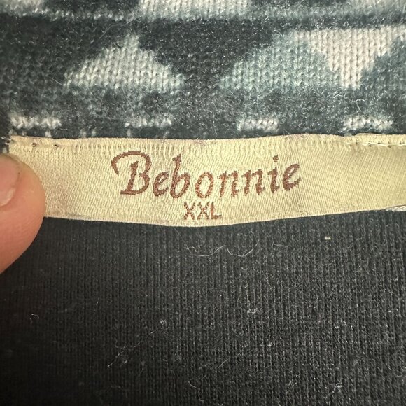 Bebonnie Womens Size XXL Black & Gray Tunic Top With Geometric Trim - Picture 3 of 5